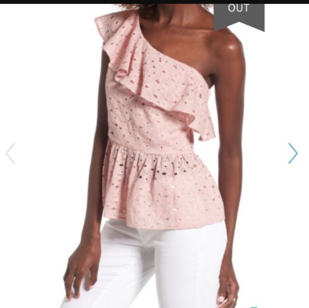 J.O.A. Lace One-Shoulder Peplum Top